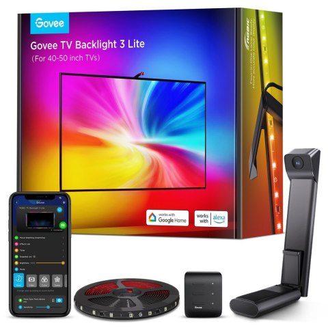 Govee H6097 TV Backlight 3 Lite | Taśma LED | podświetlenie dla TV 40-50 cali, RGBICW, Wi-Fi+Bluetooth Govee H6097 TV Backlight 3 Lite | Taśma LED | podświetlenie dla TV 40-50 cali, RGBICW, Wi-Fi+Bluetooth