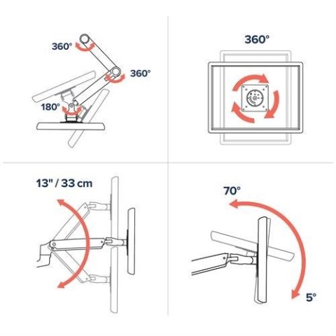 Ergotron LX DESK MOUNT LCD ARM POLISHED/32IN BLACK/WHITE VESA MIS-D