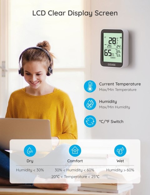 Govee H5075; Termometr i higrometr; Bluetooth, wyświetlacz Govee H5075; Termometr i higrometr; Bluetooth, wyświetlacz