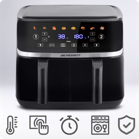 Duża frytkownica beztłuszczowa Air fryer Berdsen BD-657 czarna