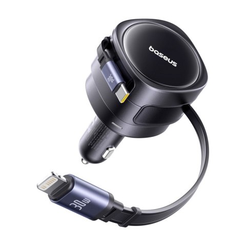 Ładowarka samochodowa Baseus Enjoyment Max z kablami USB-C+Lightning 60W Czarny Ładowarka samochodowa Baseus Enjoyment Max z kablami USB-C+Lightning 60W Czarny