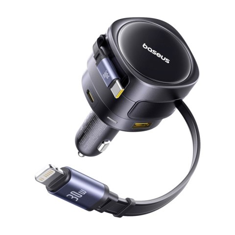 Ładowarka samochodowa Baseus Enjoyment Max z kablami USB-C+Lightning i portami USB-A+USB-C 90W Czarny Ładowarka samochodowa Baseus Enjoyment Max z kablami USB-C+Lightning i portami USB-A+USB-C 90W Czarny