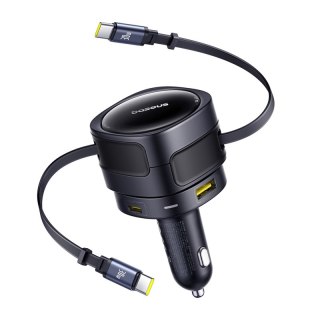Ładowarka samochodowa Baseus Enjoyment Max z kablami USB-C+USB-C i portami USB-A+USB-C 90W Czarny