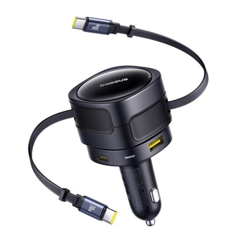 Ładowarka samochodowa Baseus Enjoyment Max z kablami USB-C+USB-C i portami USB-A+USB-C 90W Czarny
