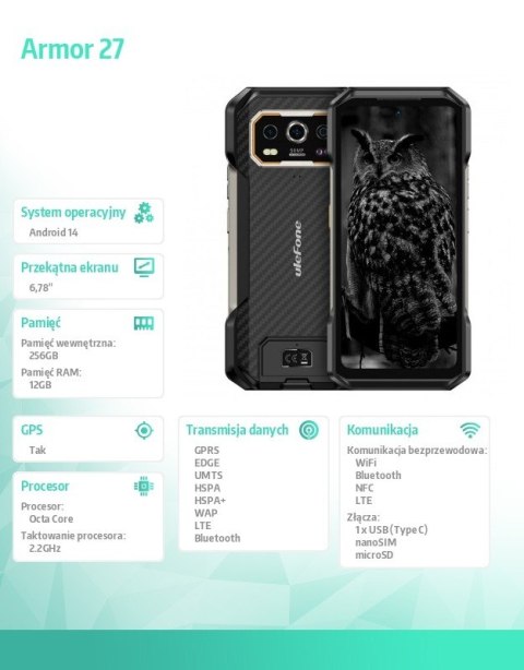 Smartfon Armor 27 5G 12/256GB Czarny