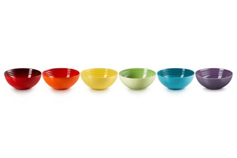 Le Creuset Signature Miseczki na płatki zbożowe Zestaw 6 szt. kamionka 16cm tęczowy Le Creuset Signature Miseczki na płatki zbożowe Zestaw 6 szt. kamionka 16cm tęczowy