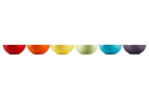 Le Creuset Signature Miseczki na płatki zbożowe Zestaw 6 szt. kamionka 16cm tęczowy Le Creuset Signature Miseczki na płatki zbożowe Zestaw 6 szt. kamionka 16cm tęczowy