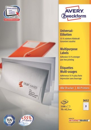 Avery 3652Z samoprzylepne etykiety Prostokąt Biały 2100 szt.