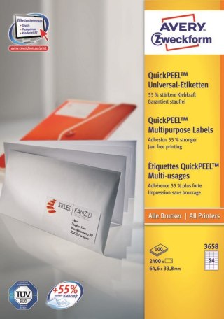 Avery 3658Z samoprzylepne etykiety Prostokąt Biały 2400 szt.