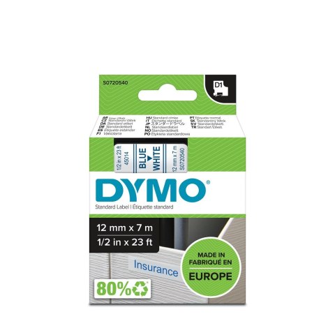 DYMO D1 - Standard Etykiety - Niebiesko-biały - 12mm x 7m