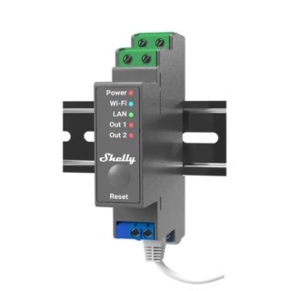 Router Shelly Pro2 - Niebieski - Zielony - 802.11b - 802.11g - Wi-Fi 4 (802.11n) - 2.484 GHz - 30 m - 13.35 dBmW - 2 kanały