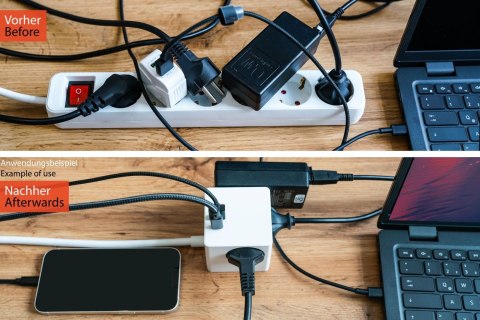Kostka z gniazdami kabelmeister 3-fach USB-C USB-A, biała, 5m Kostka z gniazdami kabelmeister 3-fach USB-C USB-A, biała, 5m
