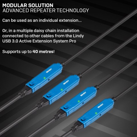 Lindy 43157 kabel USB USB 3.2 Gen 1 (3.1 Gen 1) 10 m USB A Czarny