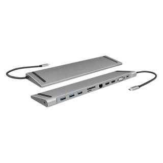 LogiLink UA0373 - Przewodowy - USB 3.2 Gen 1 (3.1 Gen 1) Type-C - 100 W - 3,5 mm - 10,100,1000 Mbit/s - Aluminiowy