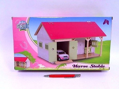Stajnia z dwoma boksami drewniana 34x22x19cm różowa 1:32 Stajnia z dwoma boksami drewniana 34x22x19cm różowa 1:32