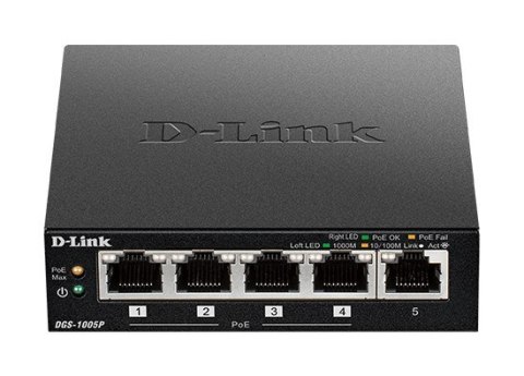 D-Link DGS-1005P/E łącza sieciowe Nie zarządzany Gigabit Ethernet (10/100/1000) Obsługa PoE Czarny D-Link DGS-1005P/E łącza sieciowe Nie zarządzany Gigabit Ethernet (10/100/1000) Obsługa PoE Czarny