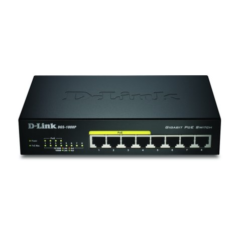 D-Link DGS-1008P/E łącza sieciowe Nie zarządzany L2 Obsługa PoE Czarny D-Link DGS-1008P/E łącza sieciowe Nie zarządzany L2 Obsługa PoE Czarny