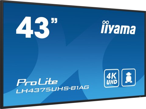 Iiyama ProLite Płaski panel Digital Signage 108 cm (42.5") LCD Wi-Fi 500 cd/m2 4K Ultra HD Czarny Procesor wbudowany Android 11 