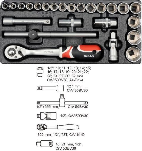 Yato YT-5537 gniazdko/zestaw gniazdek Zestaw nasadek