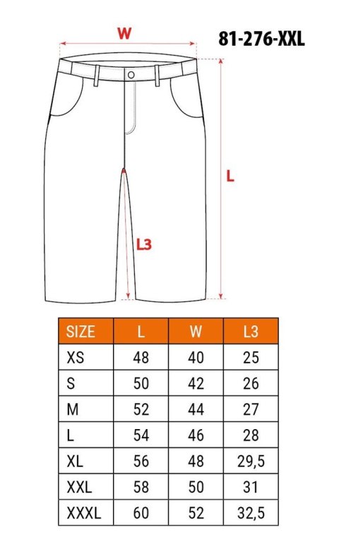 Krótkie spodenki PREMIUM, 62% bawełna, 35% poliester, 3% elastan, rozmiar XXL Krótkie spodenki PREMIUM, 62% bawełna, 35% poliester, 3% elastan, rozmiar XXL