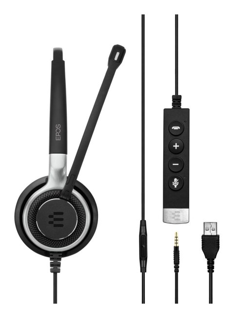 EPOS IMPACT SC 635 USB Zestaw słuchawkowy Przewodowa Opaska na głowę Połączenia/muzyka USB Typu-A Czarny, Srebrny