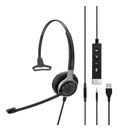 EPOS IMPACT SC 635 USB Zestaw słuchawkowy Przewodowa Opaska na głowę Połączenia/muzyka USB Typu-A Czarny, Srebrny