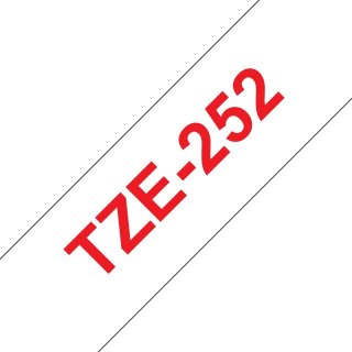 Brother TZE-252 taśmy do etykietowania Czerwony na białym