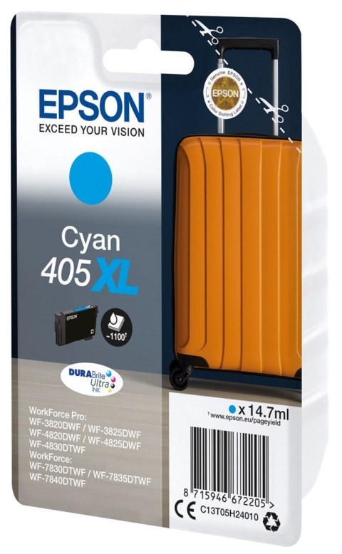 Epson 405XL DURABrite Ultra Ink nabój z tuszem 1 szt. Oryginalny Wysoka (XL) wydajność Cyjan Epson 405XL DURABrite Ultra Ink nabój z tuszem 1 szt. Oryginalny Wysoka (XL) wydajność Cyjan