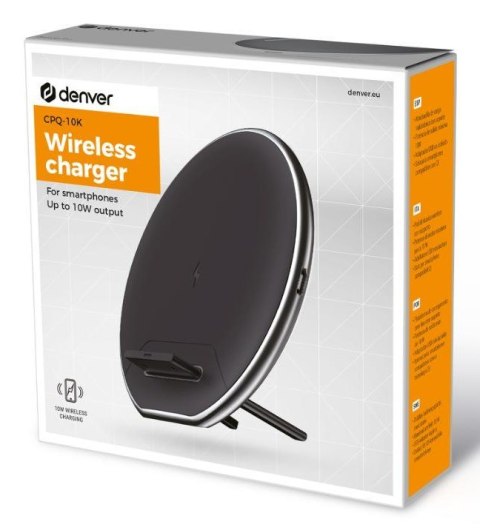 Denver QI chargers QI Charging pad Smartfon Czarny, Srebrny USB Bezprzewodowe ładowanie Wewnętrzna, Zewnętrzna