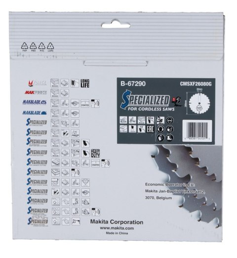 T.C.T. tarcza Makita B-67240 260X2.15X30mm 10° T80 EFFICUT T.C.T. tarcza Makita B-67240 260X2.15X30mm 10° T80 EFFICUT