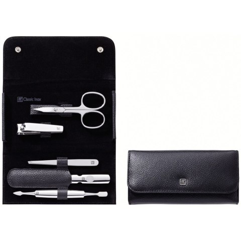 Zestaw do manicure Zwilling Classic Inox - skórzane etui, 5 elementów - Czarny Zestaw do manicure Zwilling Classic Inox - skórzane etui, 5 elementów - Czarny