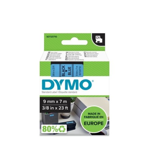 DYMO D1 - Standard Etykiety - Czarny na niebieskim - 9mm x 7m