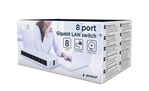 Gembird NSW-G8-01 łącza sieciowe Nie zarządzany Gigabit Ethernet (10/100/1000) Biały Gembird NSW-G8-01 łącza sieciowe Nie zarządzany Gigabit Ethernet (10/100/1000) Biały