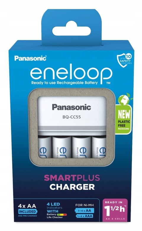 ŁADOWARKA PANASONIC SMARTPLUS + 4x AA ENELOOP 2000 mAh ŁADOWARKA PANASONIC SMARTPLUS + 4x AA ENELOOP 2000 mAh