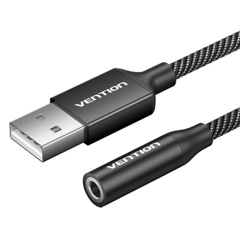 Jednoportowa zewnętrzna karta dźwiękowa USB Vention Gome 1m (czarna) Jednoportowa zewnętrzna karta dźwiękowa USB Vention Gome 1m (czarna)