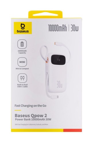 Powerbank Baseus QPow 2 10000mAh 30W 2xUSB-C (biały)
