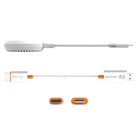 Nadajnik i odbiornik audio/video bezprzewodowy j5create ScreenCast USB-C Wireless Display HDMI Extender; kolor biały JVAW62-N Nadajnik i odbiornik audio/video bezprzewodowy j5create ScreenCast USB-C Wireless Display HDMI Extender; kolor biały JVAW62-N