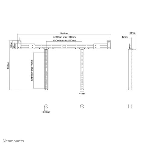 Neomounts AWL29-750BL1 montaż głośników Ściana Stal Czarny