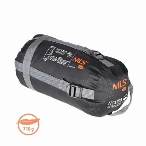 ŚPIWÓR NILS CAMP NC1705 ULTRA LIGHT SZARO-POMARAŃCZOWY