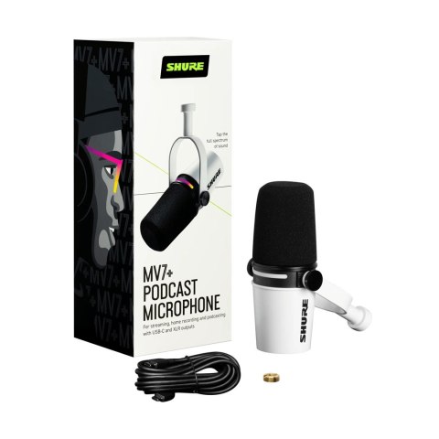 Shure MV7+-W - Mikrofon lektorski/wokalny ze złączem XLR/USB-C Białyv Shure MV7+-W - Mikrofon lektorski/wokalny ze złączem XLR/USB-C Białyv