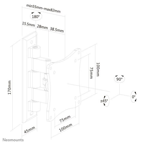 Neomounts FPMA-W810 uchwyt do telewizorów 68,6 cm (27") Srebrny Neomounts FPMA-W810 uchwyt do telewizorów 68,6 cm (27") Srebrny