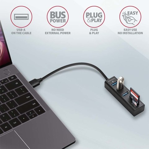 AXAGON HMA-CR3A Koncentrator wieloportowy, USB 3.0 Type-A, 3x USB-A, SD, microSD