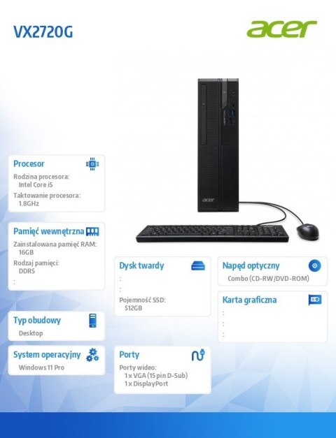 Komputer PC VX2720G VERITON i5-14400U/16GB/512SD/11P