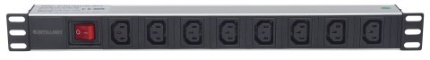 Intellinet 163620 rozdzielacz zasilania PDU 8 x gniazdo sieciowe 1U Czarny, Srebrny