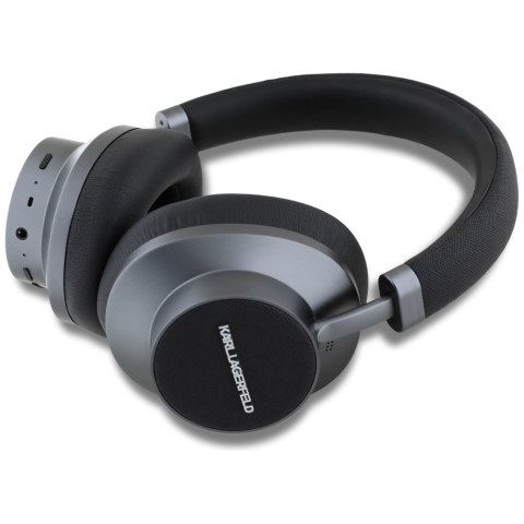 Karl Lagerfeld Saffiano Elongated - Bezprzewodowe słuchawki nauszne Bluetooth ANC + ENC (czarny)