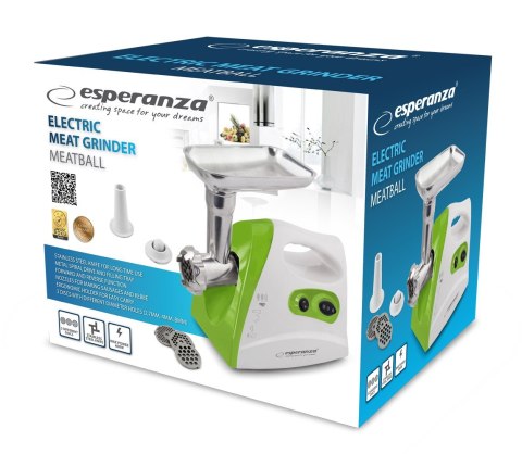 Maszynka do mielenia mięsa Esperanza Meatball EKM012G (600W; kolor biały, kolor zielony) Maszynka do mielenia mięsa Esperanza Meatball EKM012G (600W; kolor biały, kolor zielony)