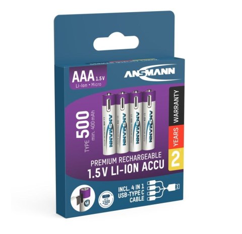 Ansmann 1311-0028 bateria do użytku domowego Bateria do ponownego naładowania AAA Litowo-jonowa (Li-Ion)