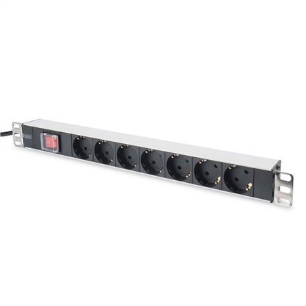Digitus Listwa zasilająca PDU 19" Rack, 7x gniazdo schuko, 2.0m, 1x wtyk unischuko, 16A, wł./wył., profil aluminiowy Digitus Listwa zasilająca PDU 19" Rack, 7x gniazdo schuko, 2.0m, 1x wtyk unischuko, 16A, wł./wył., profil aluminiowy