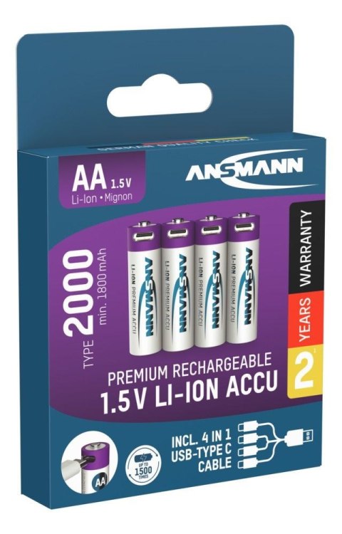 Akumulatory Ansmann Li-Ion AA typ 2000, 4 szt