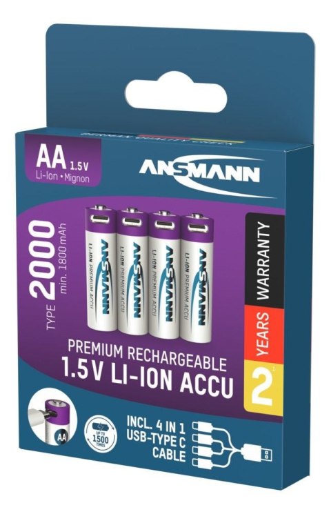 Akumulatory Ansmann Li-Ion AA typ 2000, 4 szt